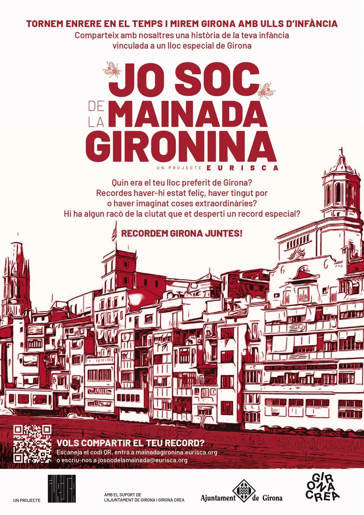 Cartel del proyecto Jo soc de la Mainada Gironina con ilustración urbana de Girona.